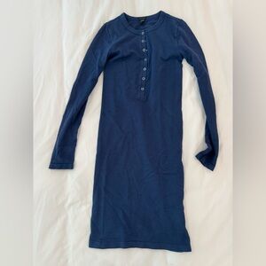 HATCH Navy Ribbed Knit Henley Dress